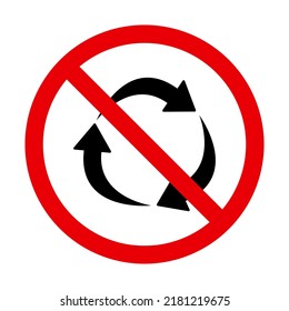 Vector image of a sign prohibiting recycling, updating, restoration. EPS 10