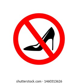 vector image of the sign prohibiting the use of shoes