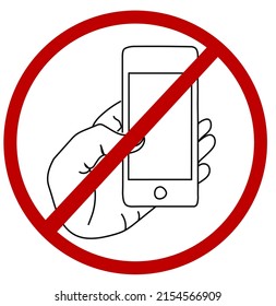 Vector image. Sign of the prohibition of using the phone, taking pictures and making calls. Badge or icon for entering some establishments.