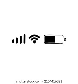 vector image of the signal battery and WiFi on hand