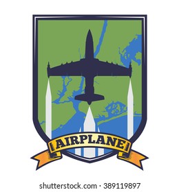 vector image silhouette of the aircraft on the arms of the aircraft with the image of blue green map