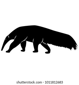 Vector image of a silhouette of a ant-eater on a white background