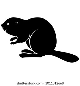 Vector image of a silhouette of a beaver on a white background