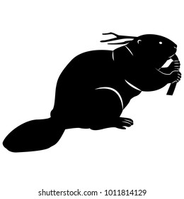 Vector image of a silhouette of a beaver on a white background