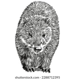 Vector image of silhouette of a beaver on a white background, beavers
