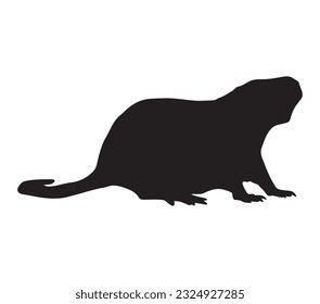 Vector image of a silhouette of a beaver on a white background