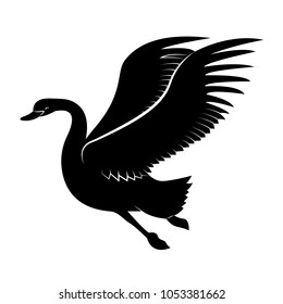 Vector image of a silhouette of a bird swan