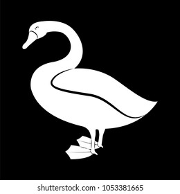 Vector image of a silhouette of a bird swan