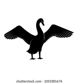 Vector image of a silhouette of a bird swan