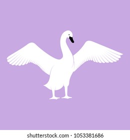 Vector image of a silhouette of a bird swan