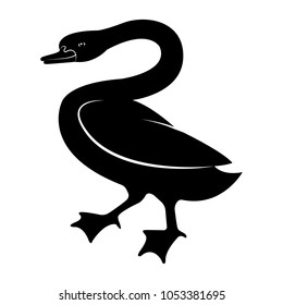 Vector image of a silhouette of a bird swan