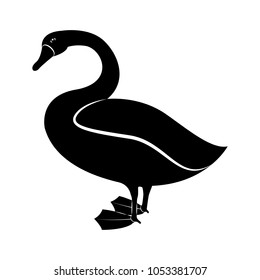 Vector image of a silhouette of a bird swan