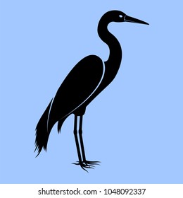 Vector image of the silhouette of the birds of the heron