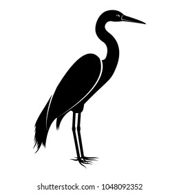 Vector image of the silhouette of the birds of the heron