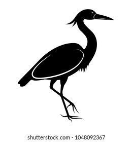 Vector image of the silhouette of the birds of the heron