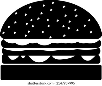 vector image of a silhouette of a burger with different black and white layers (stuffing)