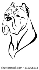 Vector image of a silhouette of a dog boxing breed