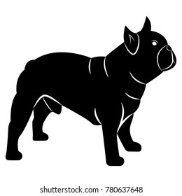 Vector image of a silhouette of a dog breeds a French bulldog on a white background