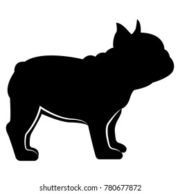 Vector image of a silhouette of a dog breeds a French bulldog on a white background