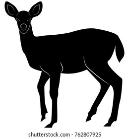 Vector image of a silhouette fallow deer for retro logos, emblems, badges, labels template vintage design element. Isolated on white background