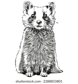 Imagen vectorial de la silueta de un hurón sobre un fondo blanco, polecat
