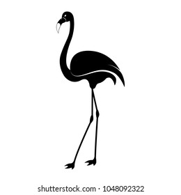 Vector image of a silhouette of a flamingo bird 
