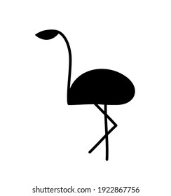 Vector image of a silhouette of a flamingo bird standing on one leg. Stylized logo design for pattern, banner icon, poster.
