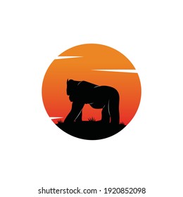Vector image of a silhouette gorilla