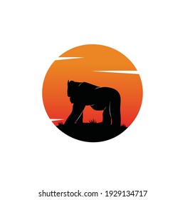 Vector image of a silhouette gorilla