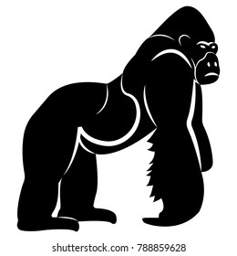 Vector image of a silhouette gorilla on a white background