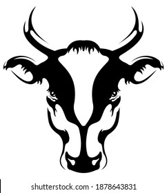 Vector image of a silhouette in the graphic of a cow cattle