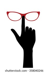 vector image silhouette hand with glasses