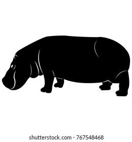 Vector image of a silhouette of a hippo