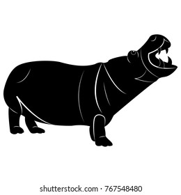 Vector image of a silhouette of a hippo
