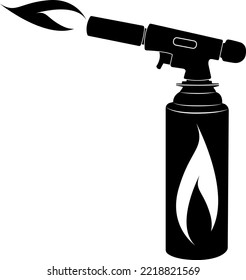 Vector image (silhouette, icon) of a gas burner with a burning flame