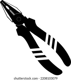 Vector image (silhouette, icon) of a hand tool - pliers, on a white background