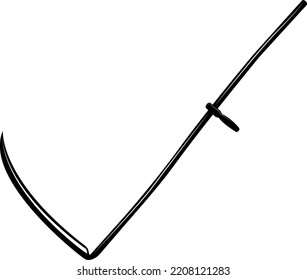 Imagen vectorial (silueta, icono) de una herramienta de mano - una guirnalda de mano para la hierba, sobre un fondo blanco