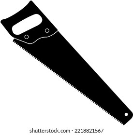 Vector image (silhouette, icon) of a hand tool - a hand saw for wood