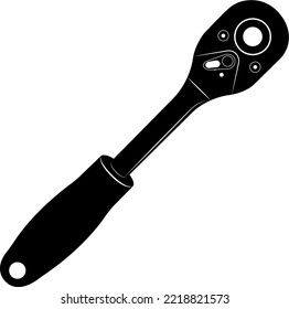 Vector image (silhouette, icon) of a hand tool - ratchet (car tool set)