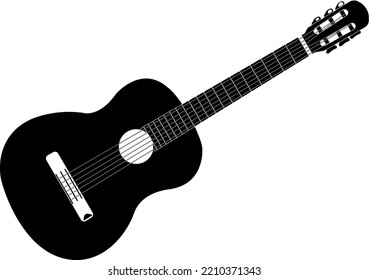 Imagen vectorial (silueta, icono) de un instrumento musical - guitarra (clásica)