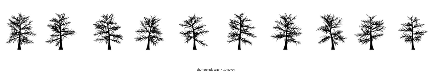 Vector image silhouette illustration Trees set