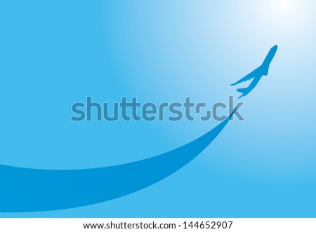 vector image silhouette of jet airplane take-off
