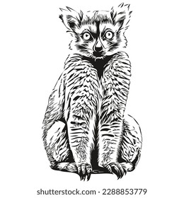 Imagen vectorial de la silueta de un Lemur sobre un fondo blanco, Lemurs
