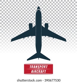 Vector image of a silhouette of modern international airplane top view