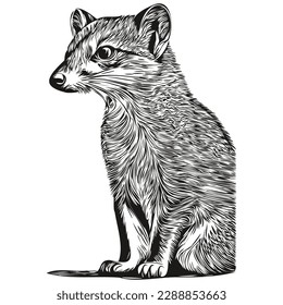 Vector image of silhouette of a Mongoose on a white background, Mongooses
