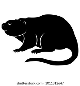 Vector Image Of Silhouette Of Muskrat On A White Background