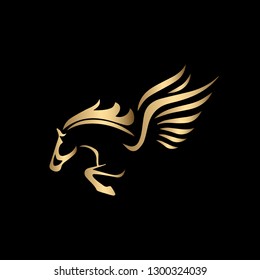 Vector image of a silhouette of a mythical creature of Pegasus 