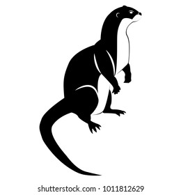 Vector image of a silhouette of an otter on a white background