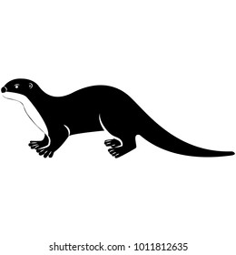 Vector image of a silhouette of an otter on a white background