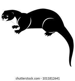 Vector image of a silhouette of an otter on a white background